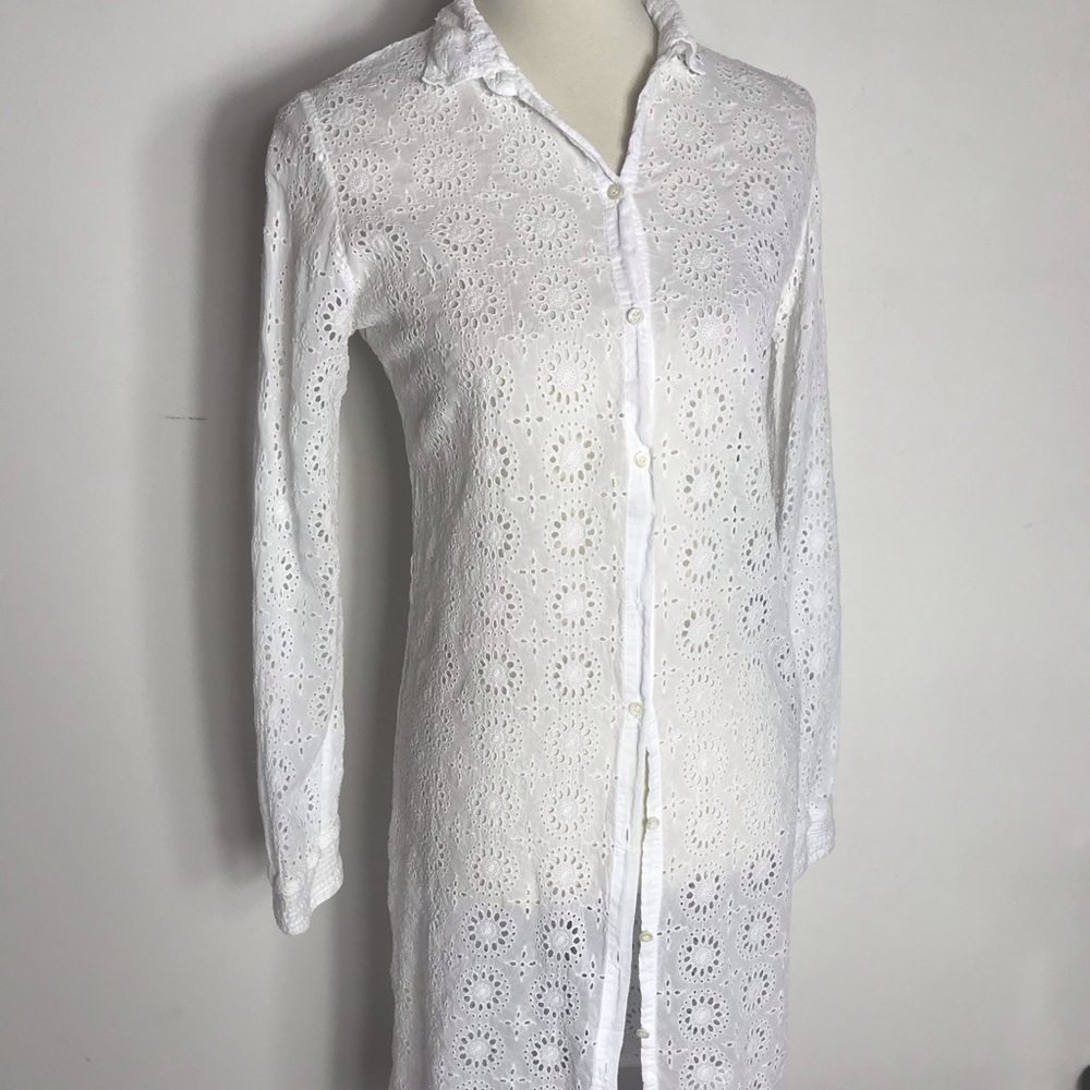 Johnny Was White Eyelet Shirt dress Coverup
